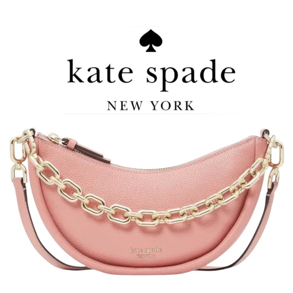 kate spade Handbags - NWT AUTHENTIC Kate Spade Convertible Crossbody Smile Bag Pink Leather Gold Chain